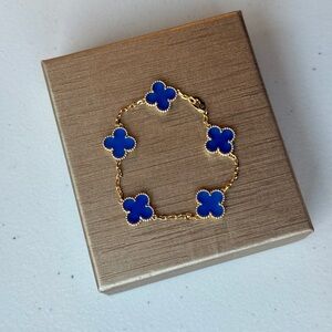 Gold and Blue Clover Bracelet